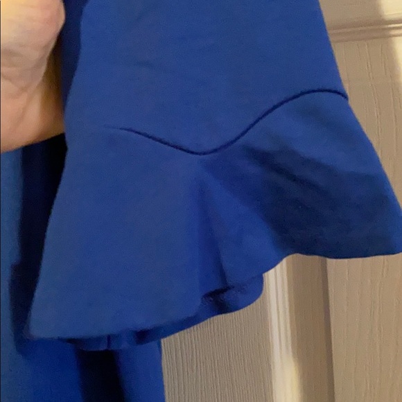 Cobalt Sheath Dress w/ Ruffled Hem & Bell Slvs - Picture 4 of 8